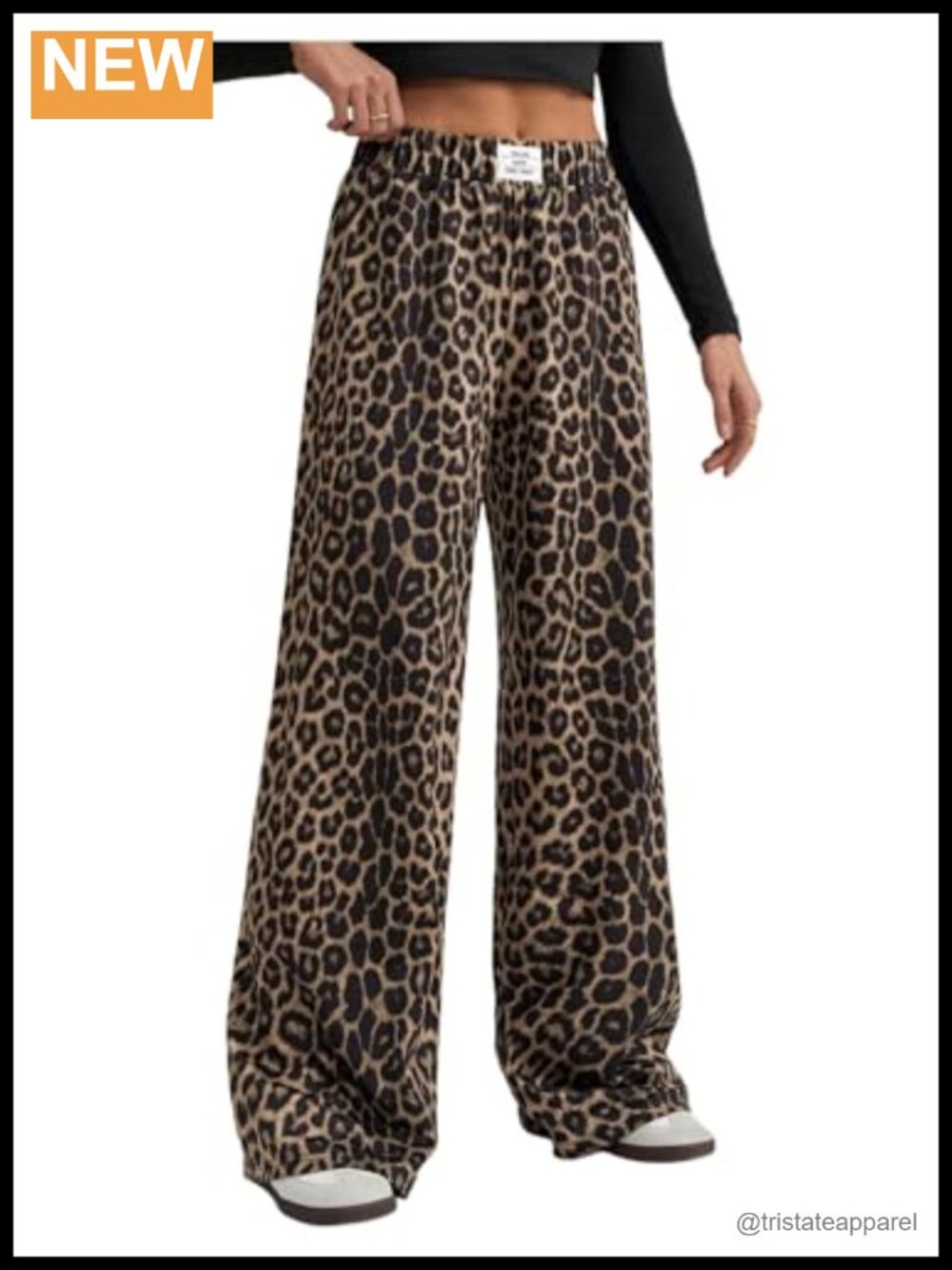 RoseSeek Leopard Wide Leg Tall Pants Baggy Casual Lounge Trousers